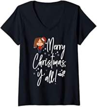 Womens Merry Christmas, Y'all! V-Neck T-Shirt
