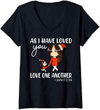 Womens As I have loved you, love one another V-Neck T-Shirt